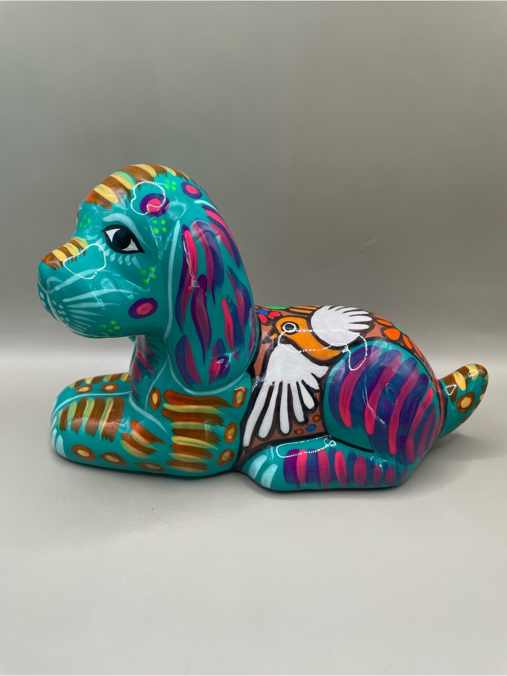 Disney Parks Mexican Pottery Hand-Painted Folk Art Decor Dog Piggy Bank NWT